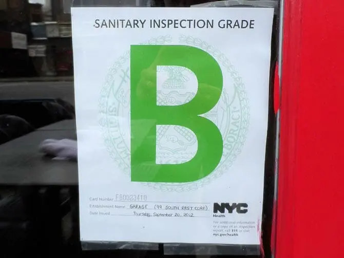 Higiene en los restaurantes de Nueva York - Grado B