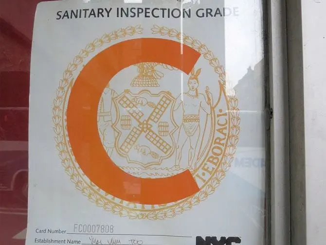 Higiene en los restaurantes de Nueva York - Grado C