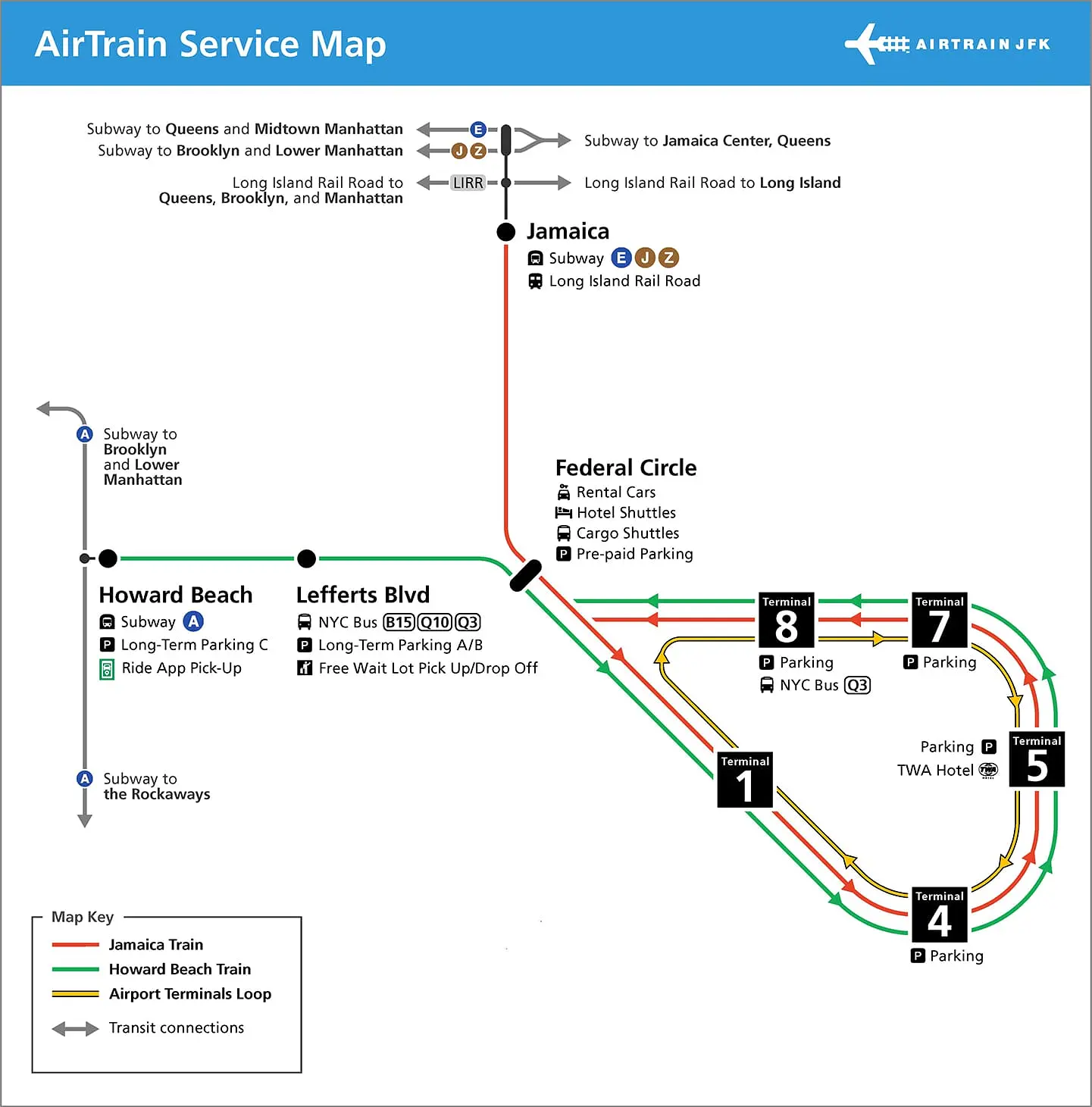 JFK AirTrain - mapa del AirTrain
