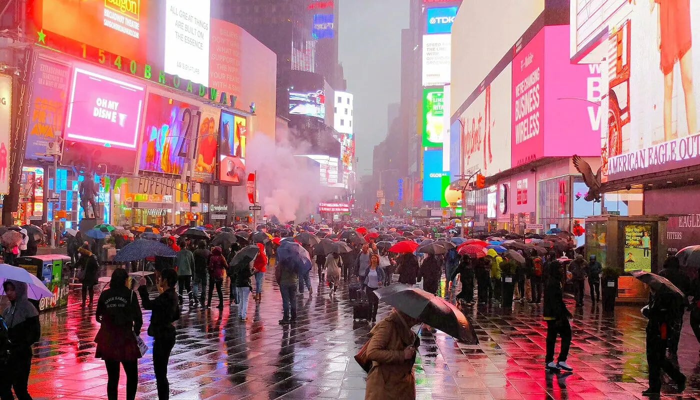La lluvia en Nueva York - Times Square