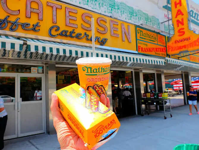 Denos Wonder Wheel Amusement Park in Coney Island Nathans Famous Hot Dog