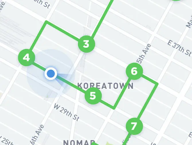 Rutas a pie en Nueva York