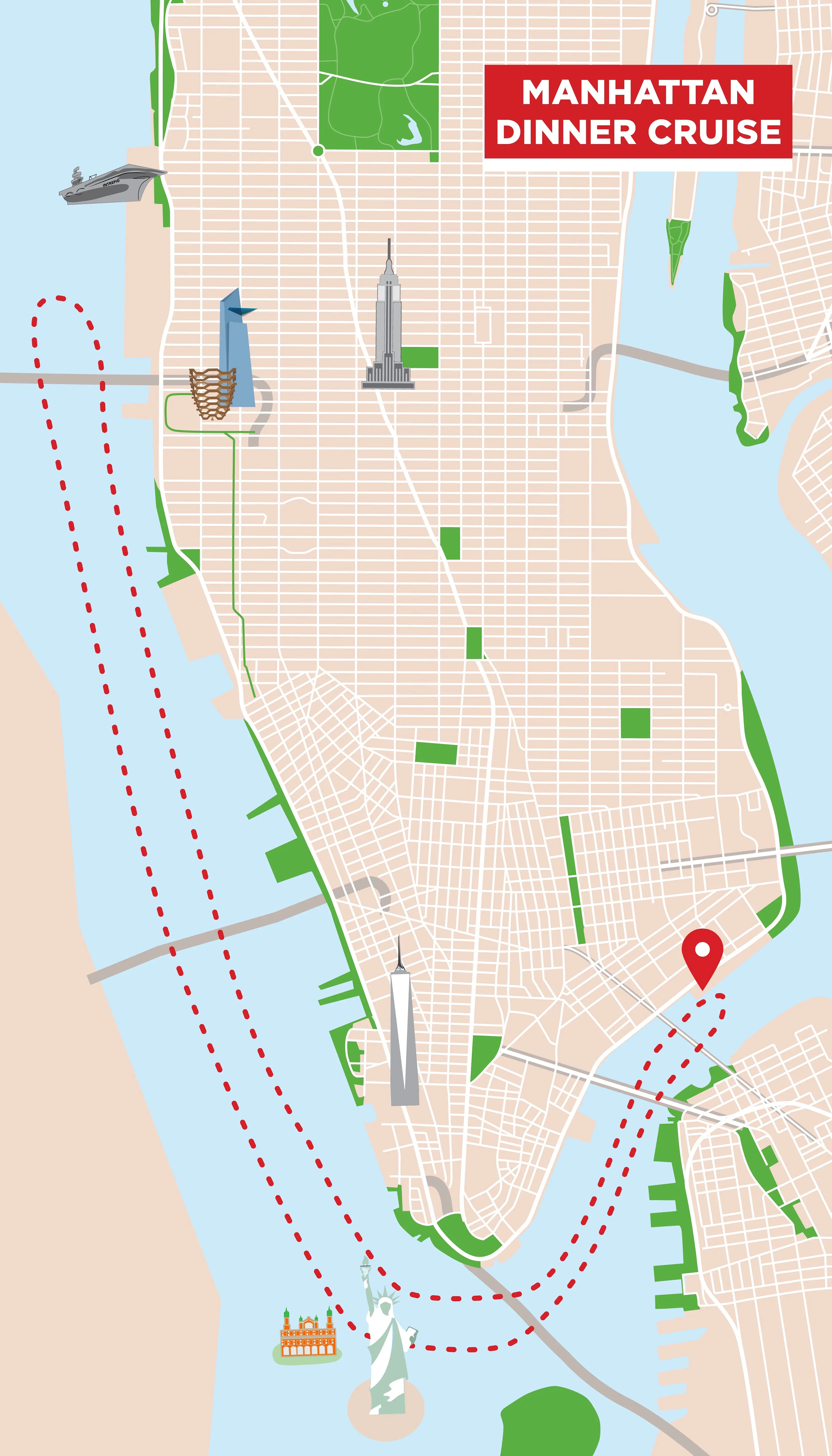 Crucero con cena por Manhattan - Mapa de la ruta