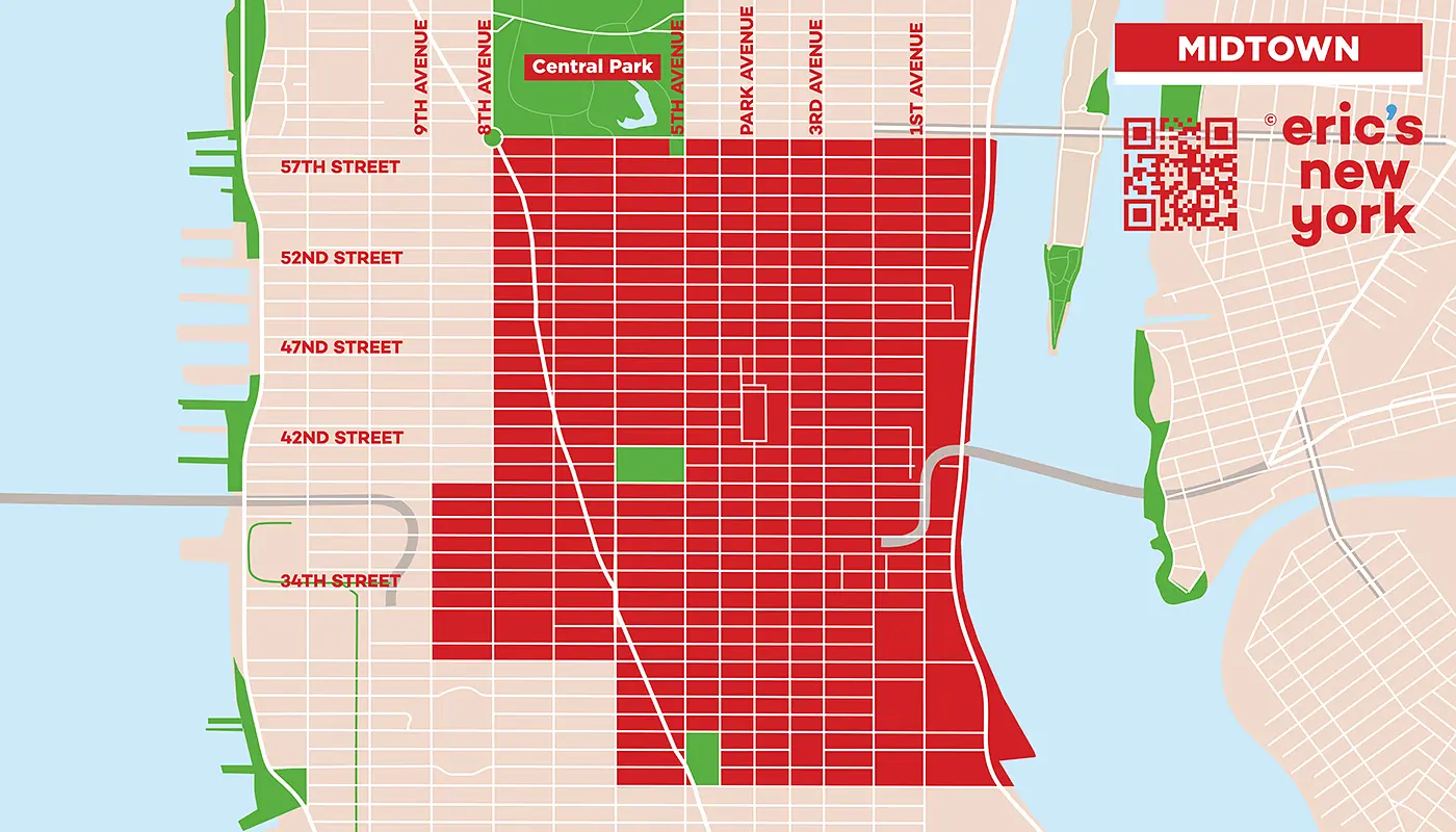 Midtown Manhattan en Nueva York - Mapa Gratuito