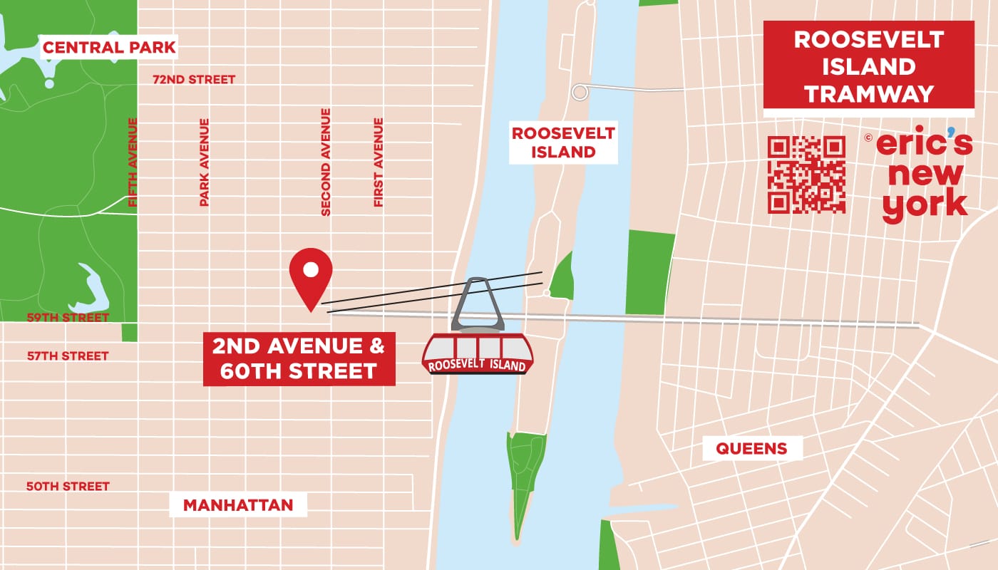 Teleférico de Roosevelt Island en Nueva York - Mapa