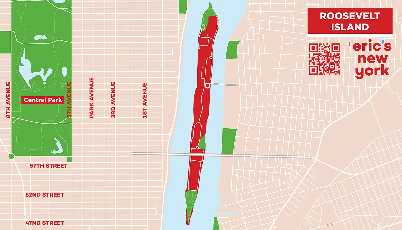 Roosevelt Island en Nueva York - Mapa Gratuito