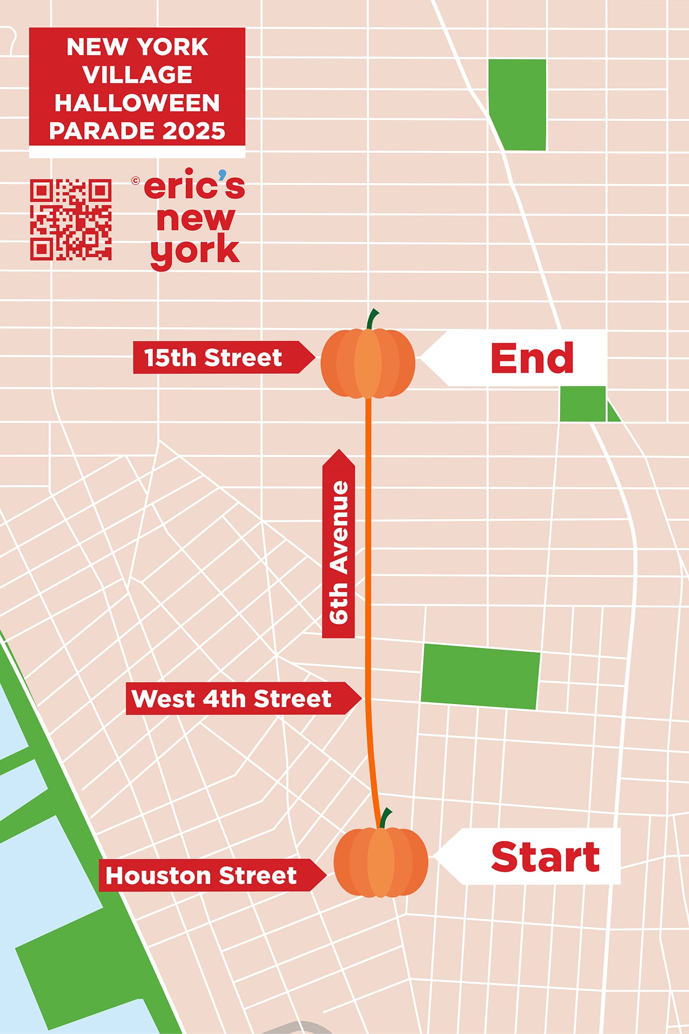 Halloween en Nueva York- Mapa de ruta del Village Halloween Parade 